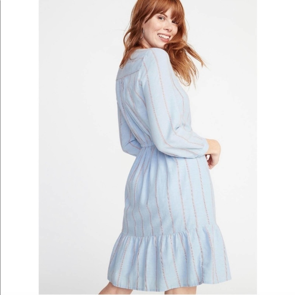 NWT Old Navy Blue Stripe Button Down Dress - Picture 3 of 12